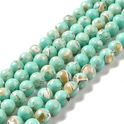 Synthetic Turquoise and Sea Shell Assembled Beads Strands G-D482-01A-08-1