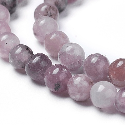 Natural Lepidolite/Purple Mica Beads Strands G-G770-04A-10mm-1