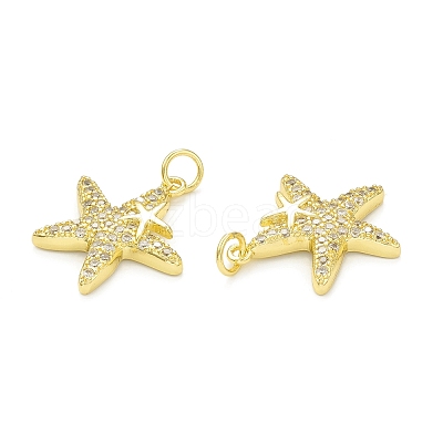 Rack Plating Brass Micro Pave Clear Cubic Zirconia Pendants KK-C011-09G-1