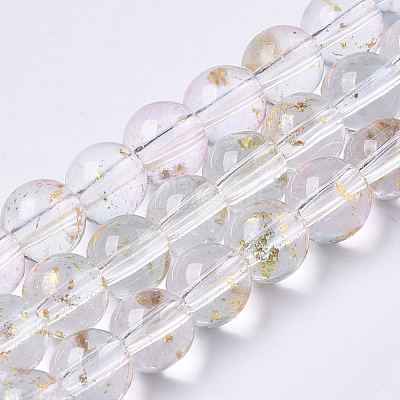 Transparent Spray Painted Glass Bead Strands GLAA-N035-03B-B07-1