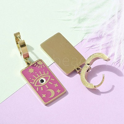 304 Stainless Steel Enamel Hoop Earrings for Women STAS-Z105-01G-03-1