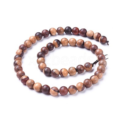 Natural Wood Beads Strands WOOD-F008-04-C-1