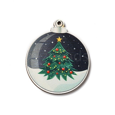 Single Face Printed Wood Pendants WOOD-H102-02H-1