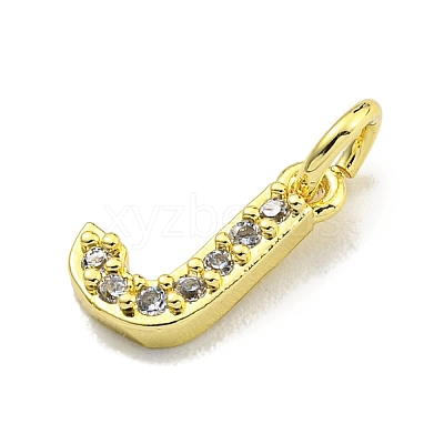 Letter Brass Micro Pave Clear Cubic Zirconia Pendants KK-K354-06G-J-1