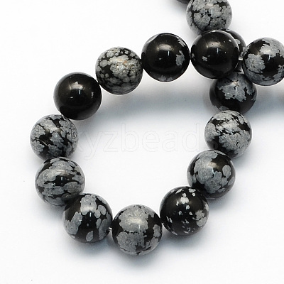 Natural Snowflake Obsidian Round Beads Strands X-G-S172-8mm-1