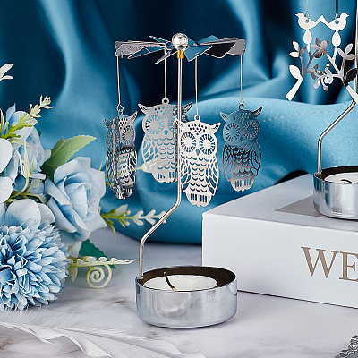Stainless Steel Spinning Rotary Candle Holder Stand DIY-WH0304-976A-1