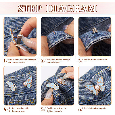 7 Pairs 7 Colors Butterfly Shape Alloy Enamel Adjustable Jean Button Pins FIND-TA0008-80-1
