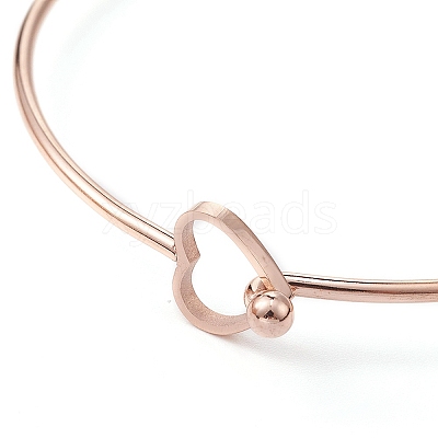 Stainless Steel Hollow Out Heart Bangle BJEW-YW0001-08RG-1