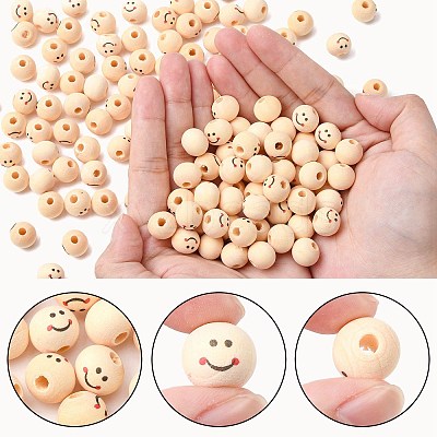 Printed Wood Beads WOOD-C001-02A-1