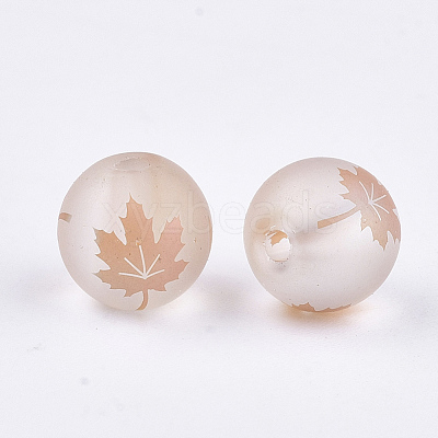 Autumn Theme Electroplate Transparent Glass Beads EGLA-S178-01H-1