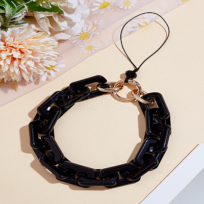 1Pc Alloy & Acrylic Mobile Straps HJEW-LP0001-48B-1