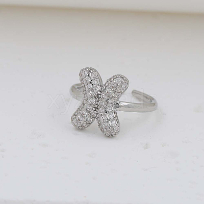 Brass Micro Pave Clear Cubic Zirconia Cuff Rings FS-WG17FF6-24-1