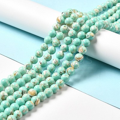 Synthetic Turquoise and Sea Shell Assembled Beads Strands G-D482-01A-08-1