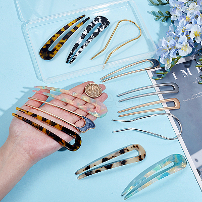 12Pcs 12 Style French Hair Forks OHAR-GA0001-10-1