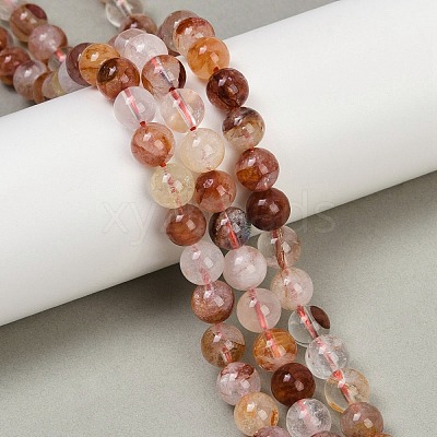 Natural Hematoid Quartz/Ferruginous Quartz Beads Strands G-U026-A09-8mm-1