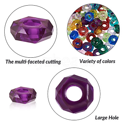 180Pcs 9 Colors Transparent Resin European Beads RPDL-MP0001-02-1