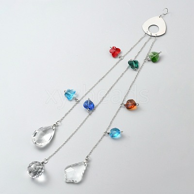 Crystal Glass Suncatcher Chakra Colors Ceiling Chandelier Ball Prism AJEW-WH0021-39-1