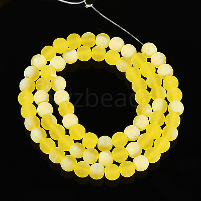 Frosted Transparent Glass Beads Strands GLAA-T032-T6mm-MBB12-1
