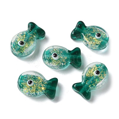 Handmade Foil Lampwork Fish Beads FOIL-Z001-01F-1