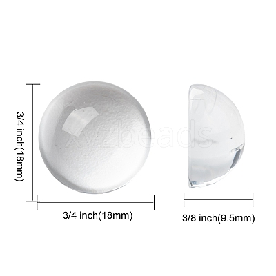 Transparent Half Round Glass Cabochons X-GGLA-R027-18mm-1