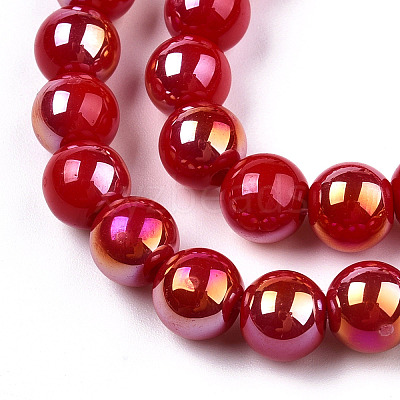 Electroplate Opaque Glass Beads Strands LS-GLAA-T032-P8mm-AB04-1