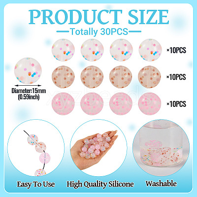 30Pcs 3 Colors Transparent Silicone Focal Beads SIL-TA0002-83-1