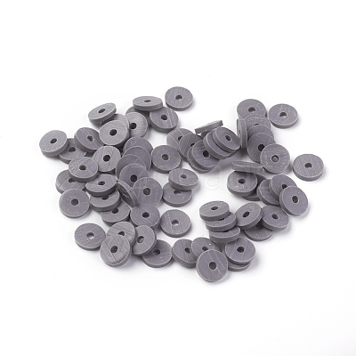 Flat Round Handmade Polymer Clay Beads CLAY-R067-6.0mm-41-1