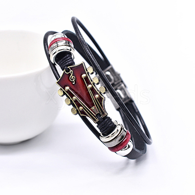 1Pc Alloy & Leather Cord Bracelets for Men Women BJEW-CL0001-56-1