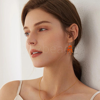 6 Pairs 6 Colors Acrylic Chair Dangle Earrings with Steel Iron Pins EJEW-FI0001-56-1