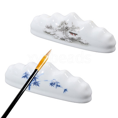 2Pcs 2 Colors Porcelain Calligraphy Brush Holder AJEW-CA0004-91-1