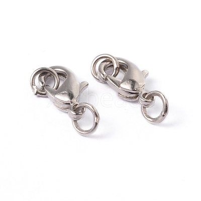 Brass Lobster Claw Clasps with Jump Rings EC901-NFLFP-1