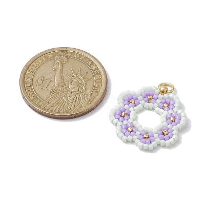Seed Beads Beaded Charms PALLOY-MZ00205-01-1
