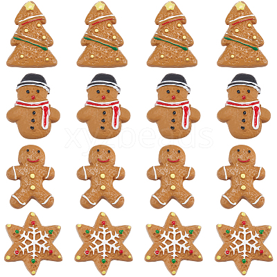 48Pcs 4 Styles Christmas Plastic Cabochons FIND-SC0011-29-1