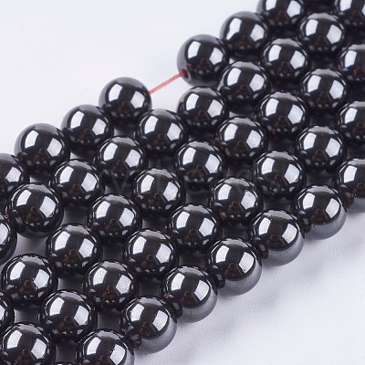 Magnetic Synthetic Hematite Beads Strands X-G-Q893-8mm-1
