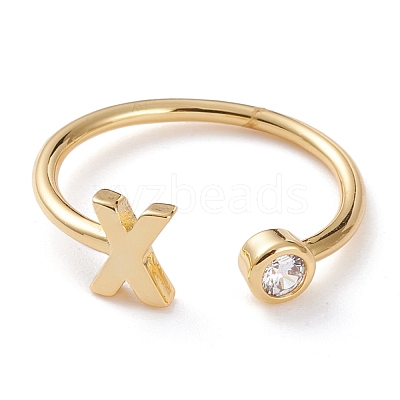 Brass Micro Pave Clear Cubic Zirconia Cuff Rings RJEW-Z005-X-G-1