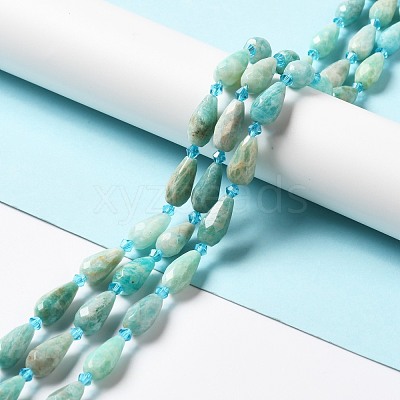 Natural Flower Amazonite Beads Strands G-B028-A03-1
