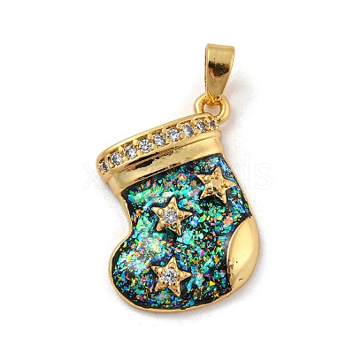 Christmas Brass Micro Pave Cubic Zirconia Pendants KK-H468-02B-03G-1