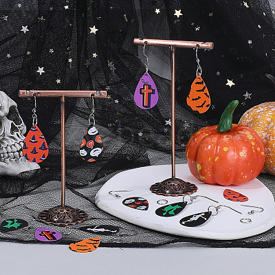 DIY Halloween Teardrop Iron Dangle Earrings Making Kit DIY-SC0025-65-1