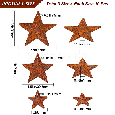 30Pcs 3 Style Rust Iron Pendants IFIN-GF0001-28-1