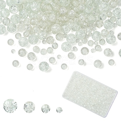400Pcs 4 Styles Spray Painted Crackle Glass Beads CCG-YW0001-20E-1