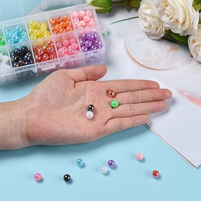 300Pcs 10 Colors Plastic Beads OACR-CJ0001-13-1