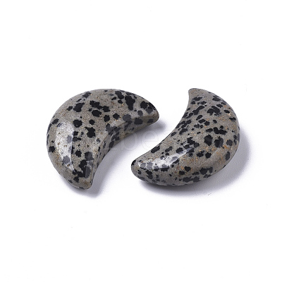 Moon Shape Natural  Dalmatian Jasper Healing Crystal Pocket Palm Stones X-G-T132-001-1