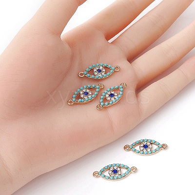 Alloy Connector Charms with Capri Blue Rhinestone and Synthetic Turquoise FIND-YW0003-50-1