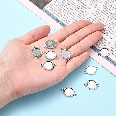 Tibetan Style Alloy Cabochon Connector Settings TIBE-M022-10AS-1
