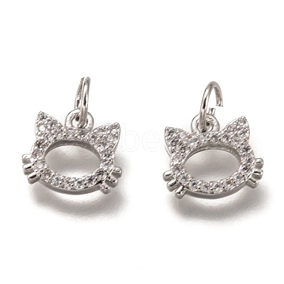 Brass Micro Pave Clear Cubic Zirconia Charms ZIRC-B002-55P-1
