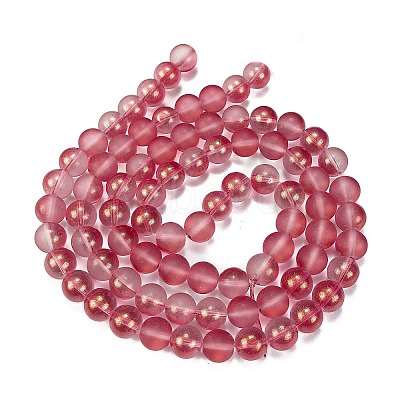 Frosted Transparent Glass Bead Strands GLAA-P065-10mm-09-1