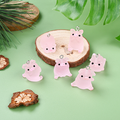 DIY Translucent Resin Pig Mobile Phone Strap Making Kits DIY-YW0011-16E-1