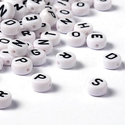 Mixed Letters White Acrylic Horizontal Hole Letter Beads X-PL37C9070-1