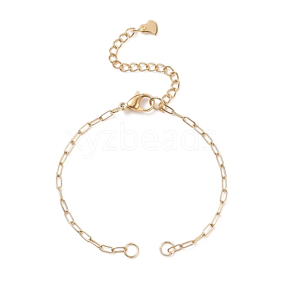 Half Finished 304 Stainless Steel Paperclip Chains Connector Bracelet Makings AJEW-JB01129-1