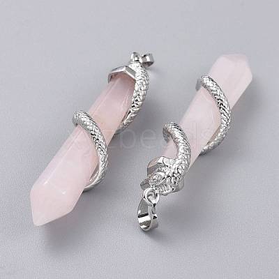 Natural Rose Quartz Big Pointed Pendants G-F696-B13-1